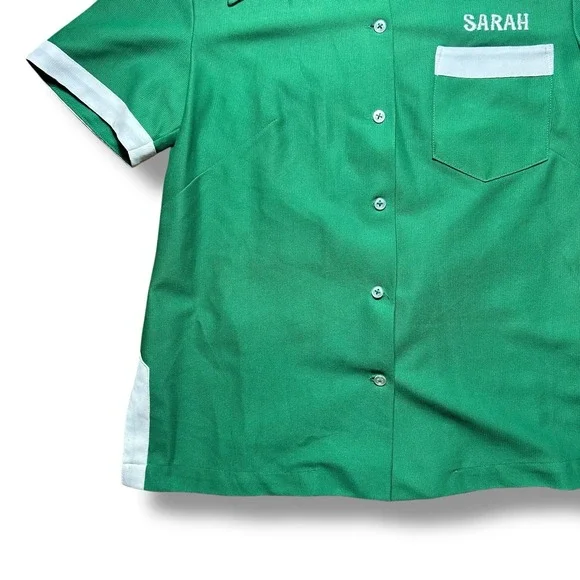 Vintage Vietnam Era Ladies Bowling Shirt Embroidered Size Small Afro 7 UPS - Picture 4 of 15